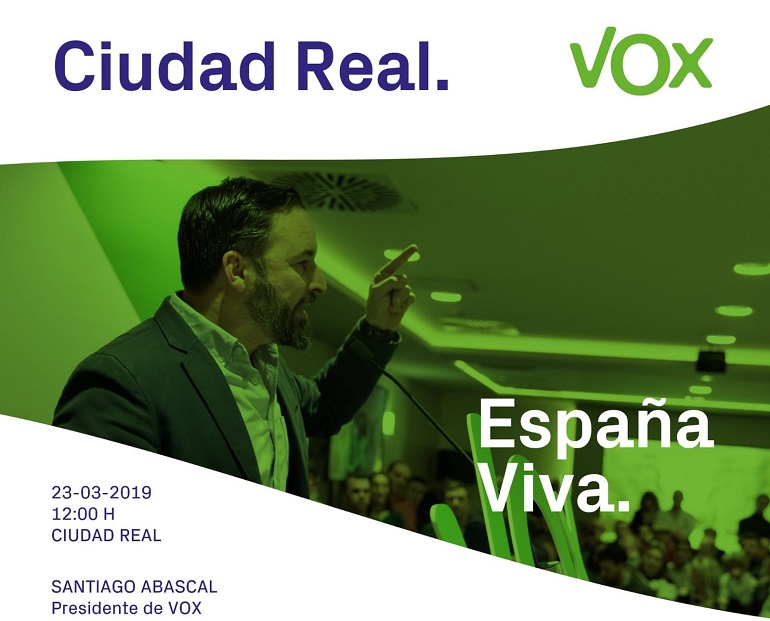 Ciudad Real El presidente de Vox, Santiago Abascal, asistirá a un acto electoral en el Paraninfo de la Universidad
