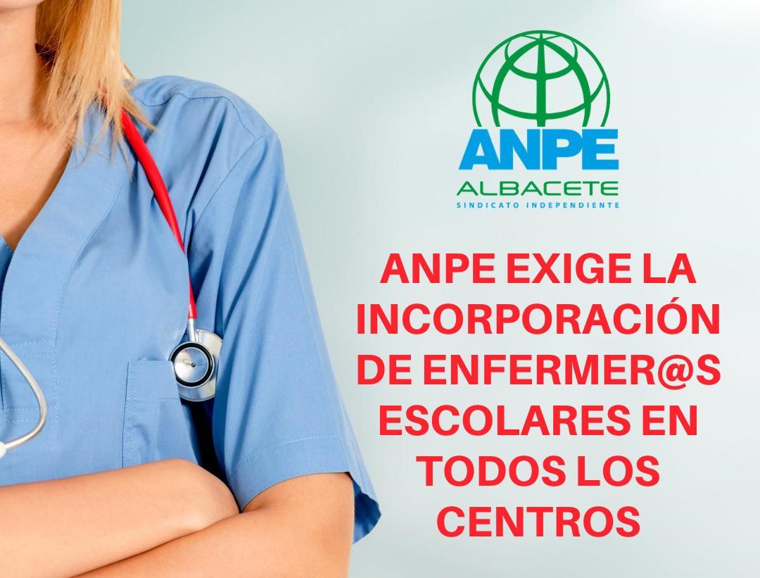ANPE exige la incorporación de Enfermeras Escolares en todos los centros educativos de la región
