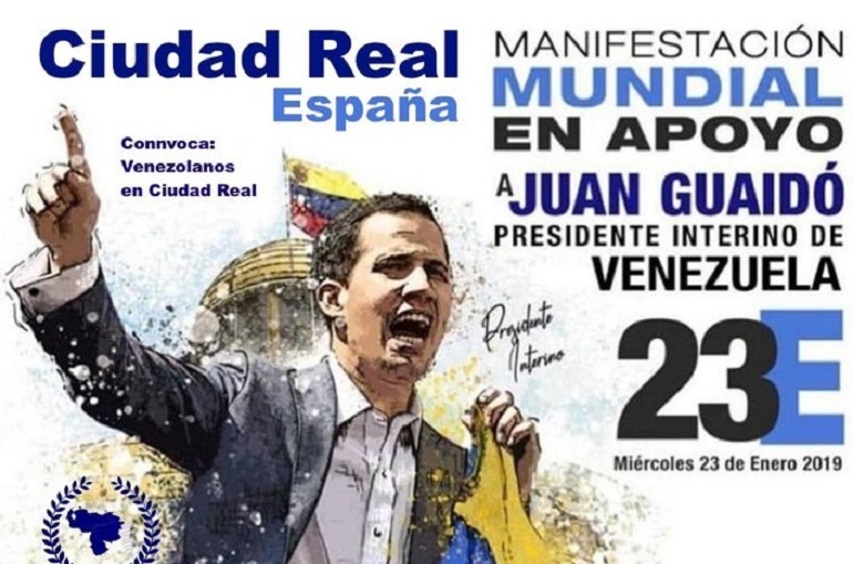 Ciudad Real Los venezolanos se manisfestarán hoy en apoyo a Juan Guaidó, presidente interino de Venezuela