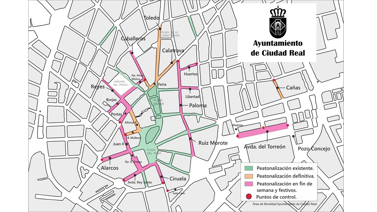 Ciudad Real cierra al tráfico diversas calles los fines de semana para favorecer la movilidad peatonal