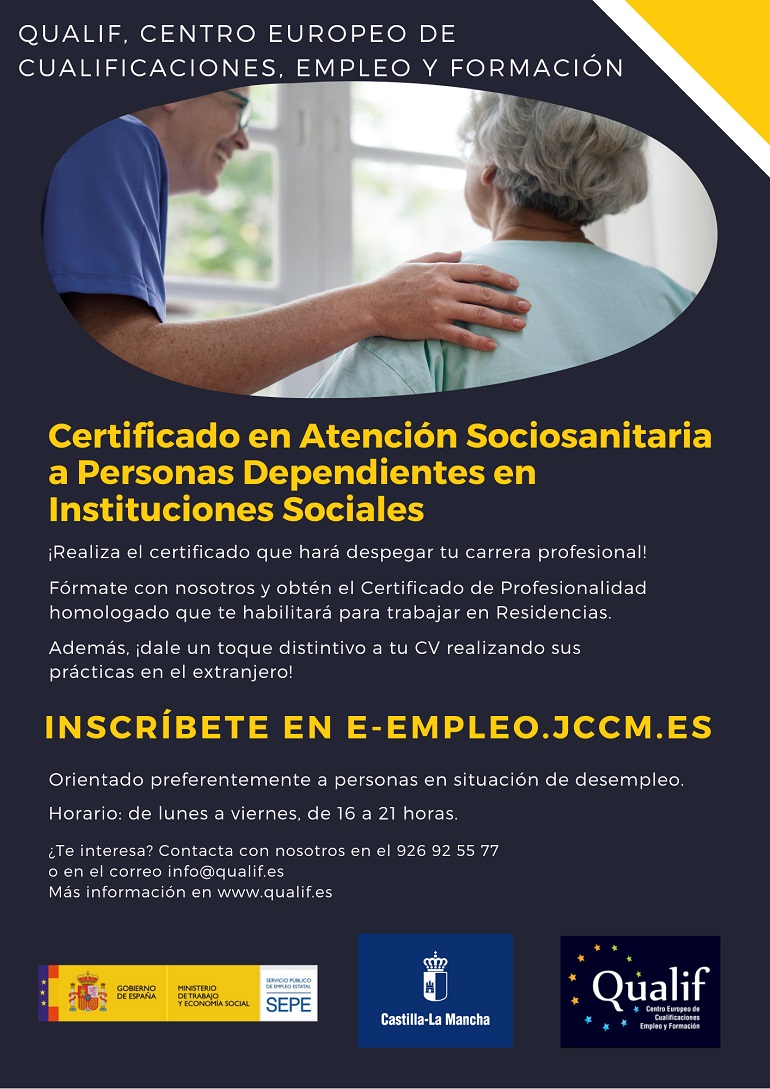 Curso Certificado Profesionalidad en Atención Sociosanitaria a Personas Dependientes en Instituciones Sociales