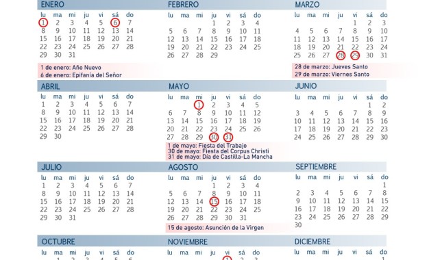 Calendario Laboral en Castilla La Mancha 2024