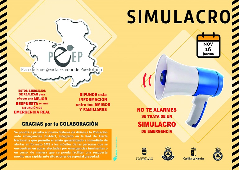 Puertollano Un mensaje en los móviles pondrá a prueba el nuevo sistema Es-Alert durante el simulacro del 16 de noviembre