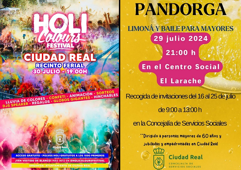 Explosión de colores y diversión en Ciudad Real! Holi Colours Festival y Baile de Mayores en La Pandorga 2024