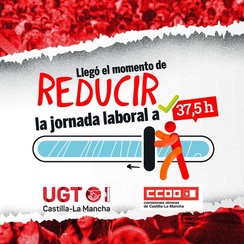 UGT convoca movilizaciones masivas en Castilla-La Mancha para reducir la jornada laboral a 37,5 horas