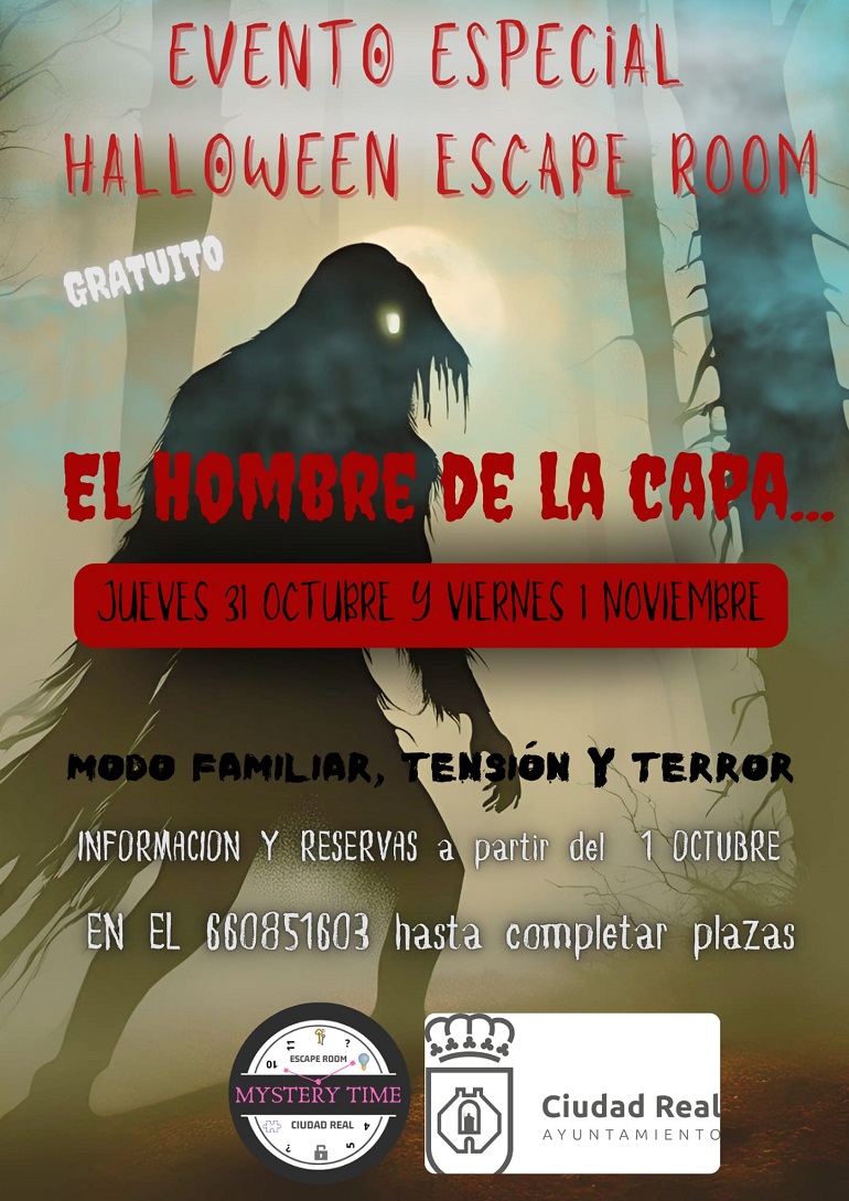 Vive el Halloween más emocionante en Ciudad Real con el Escape Room El Hombre de la Capa!