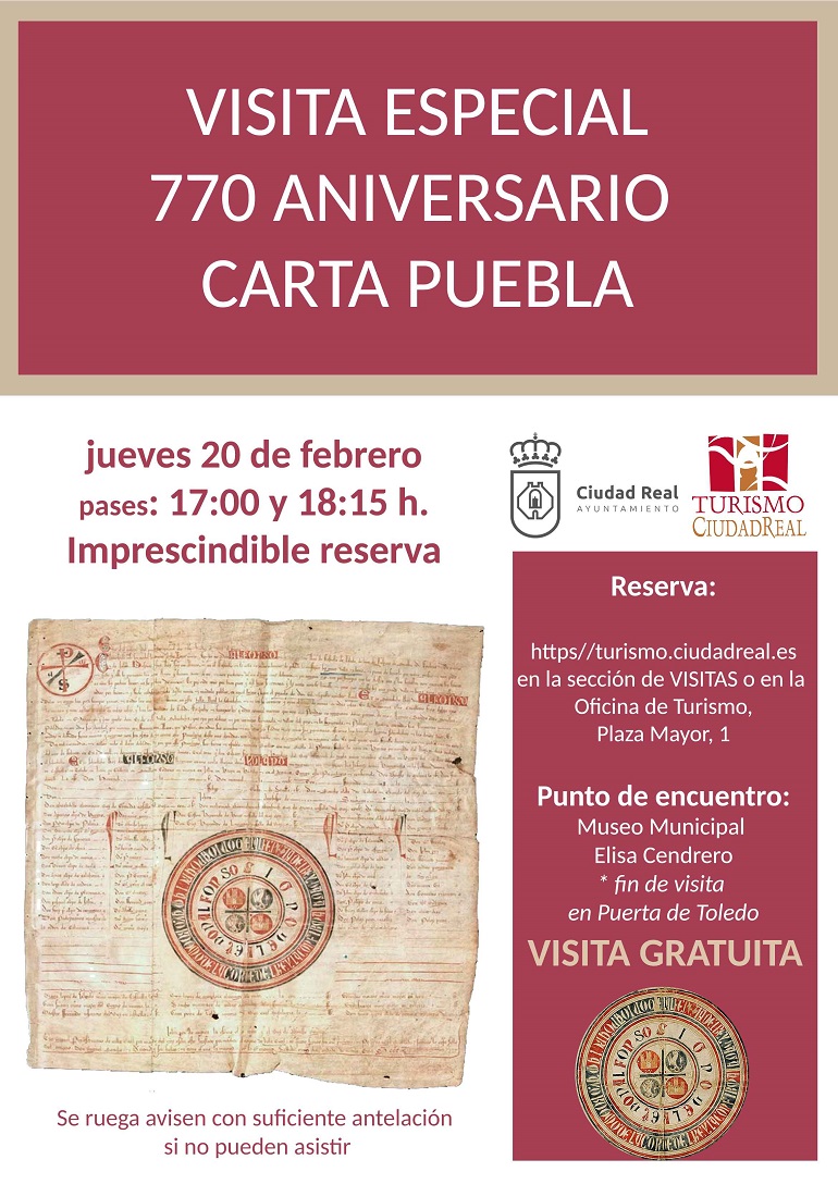 Sumérgete en el pasado de Ciudad Real Visitas guiadas gratuitas para conmemorar el 770 aniversario de la Carta Puebla