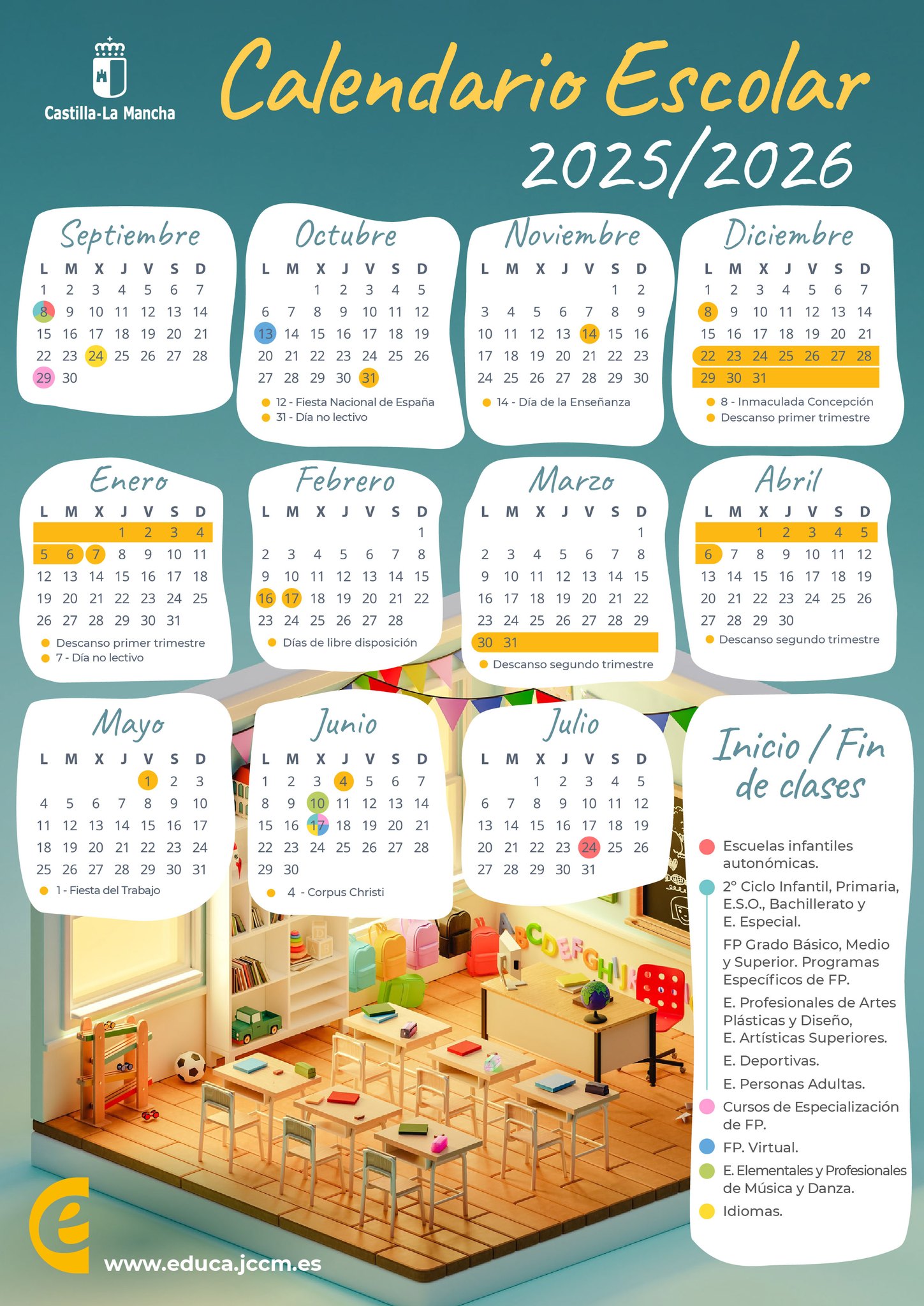 Calendario Escolar 2025 2026 CLM