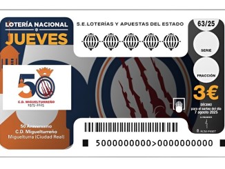 El CD Miguelturreño hace historia Su escudo protagoniza el sorteo de la Lotería Nacional en su 50º aniversario