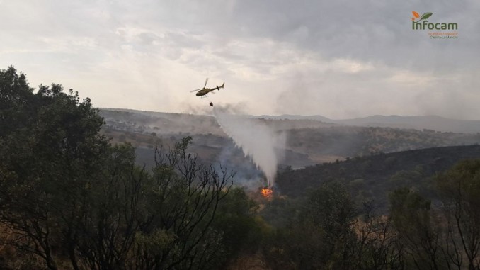 Extinguido el incendio forestal declarado en Horcajo de los Montes gracias a la rápida intervención del dispositivo Infocam