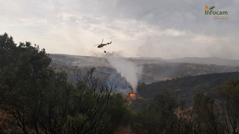 Extinguido el incendio forestal declarado en Horcajo de los Montes gracias a la rápida intervención del dispositivo Infocam