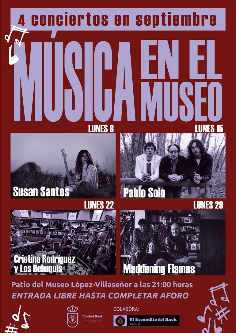 Música en el Museo Susan Santos, Pablo Solo y Maddening Flames incendian el López Villaseñor de Ciudad Real con cuatro lunes de rock gratuito