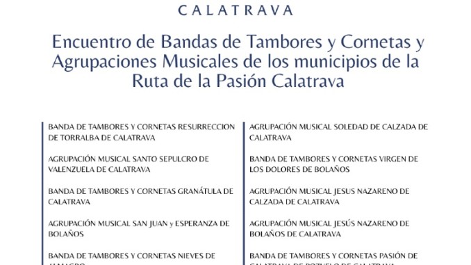 Torralba de Calatrava acoge el gran Encuentro de Bandas de la Ruta de la Pasión Calatrava