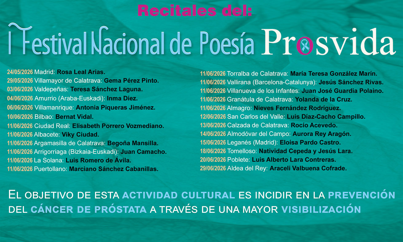 Calendario de recitales del I Festival Nacional de Posía PROSVIDA