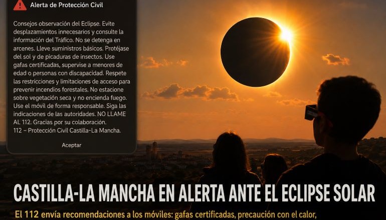 El 112 lanza una alerta ante el eclipse solar de este miércoles en Castilla-La Mancha estas son las recomendaciones que debes seguir 770