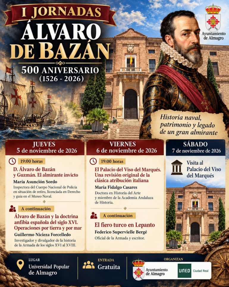 Almagro celebra el 500 aniversario de Álvaro de Bazán con cuatro conferencias y una visita al palacio del marino 770